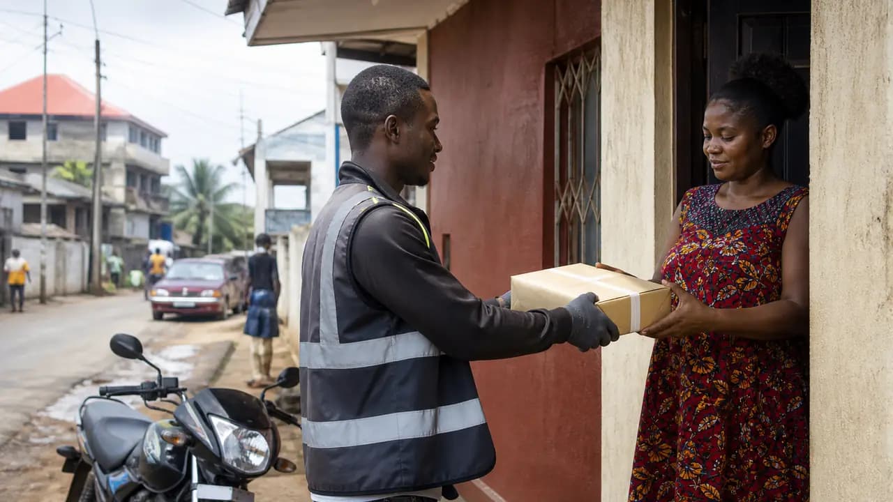 Handoff of a sealed parcel at a doorway