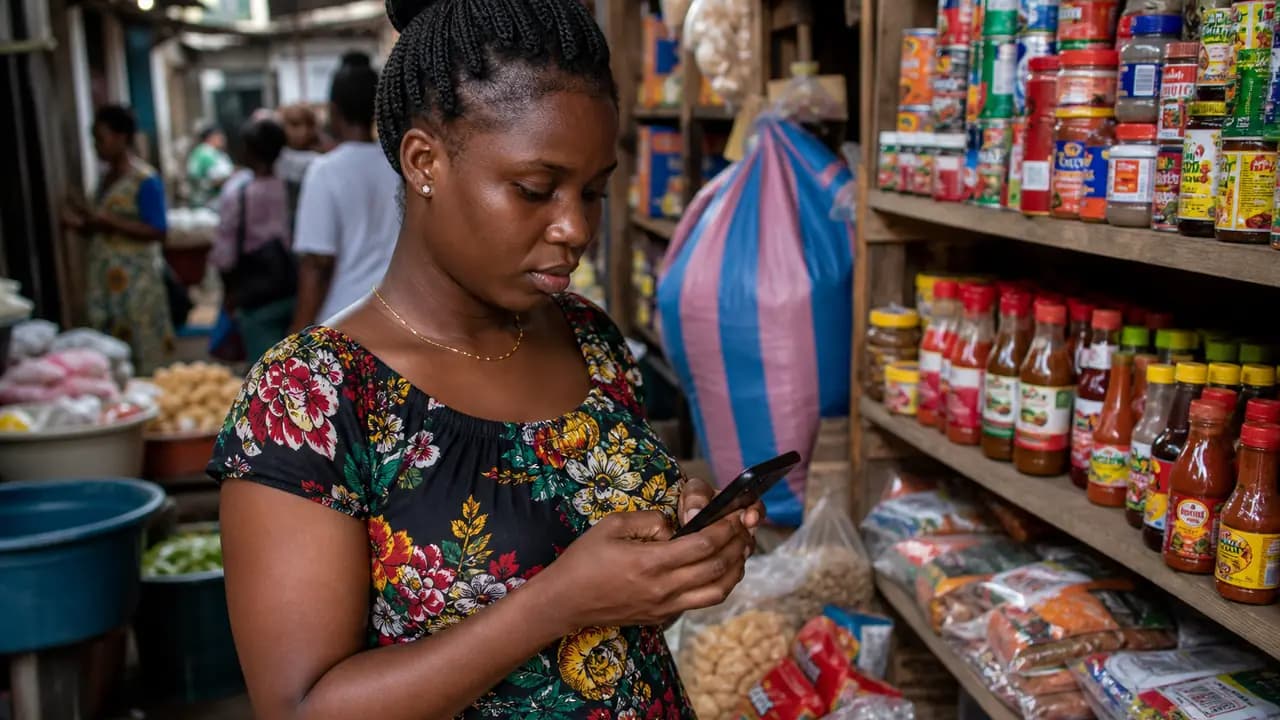 Browsing MarketLiberiAll while standing in a market aisle